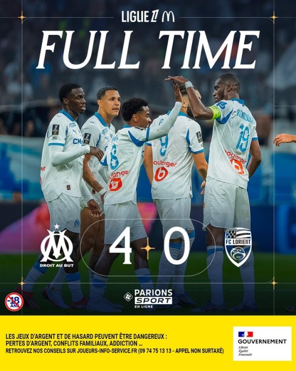 Marseille defeated Lorient 4-0: Greenwood scored a goal, Paval won his first career goal in Marseille