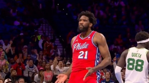Embiid scored 2+1 and recreated the large-scale celebration. He had been fined by the league for similar actions before.